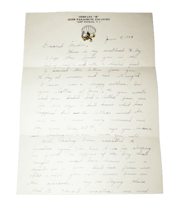 LETTRE T/5 DAVID HETTRICK 13TH AIRBORNE 515TH PIR