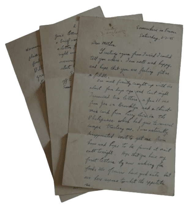 LETTRE PFC PINDLE 89TH INF DIV FRANCE