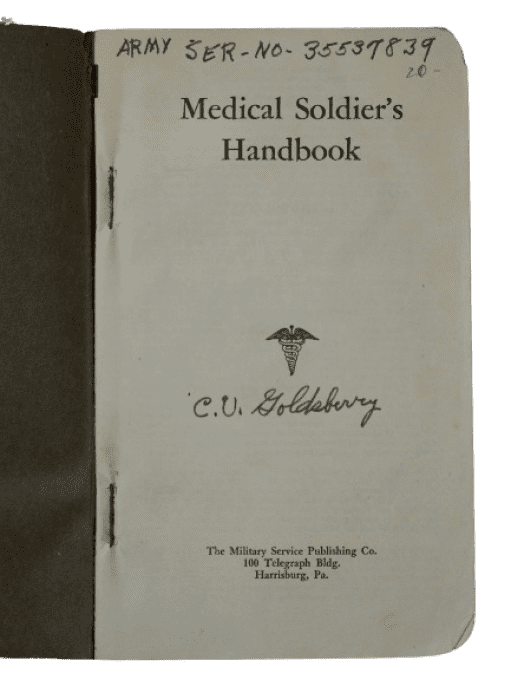 MANUEL MEDICAL SOLDIER'S HANDBOOK 1942 PVT GOLDSBERRY