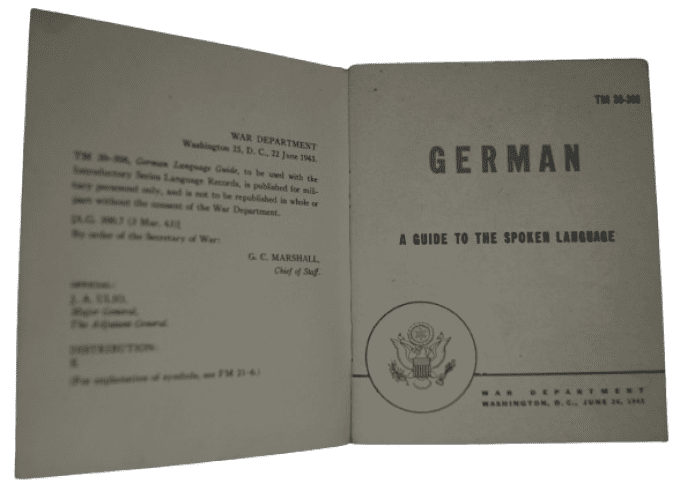 MANUEL GERMAN LANGUAGE GUIDE 1944