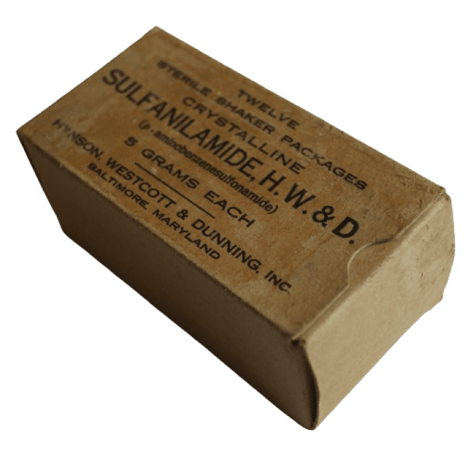 BOITE ET SACHET DE SULFANILAMIDE H.W.&D.