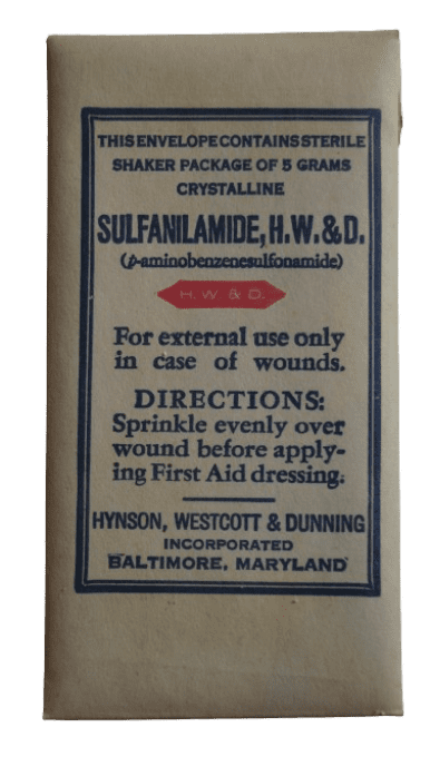 BOITE ET SACHET DE SULFANILAMIDE H.W.&D.