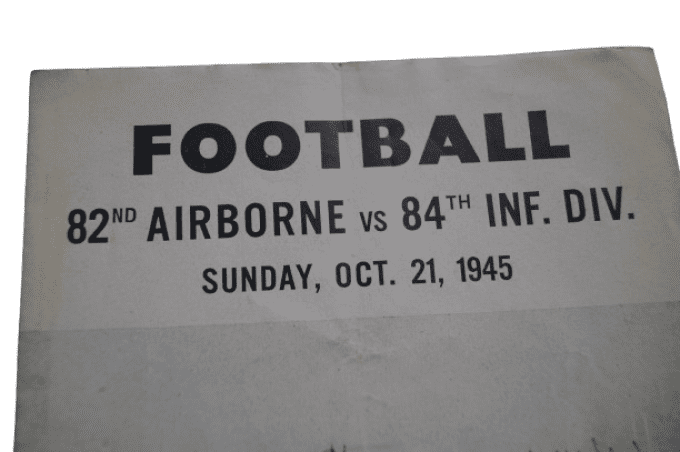 LIVRET MATCH FOOTBALL 82ND AIRBORNE - 84TH INF DIV 1945