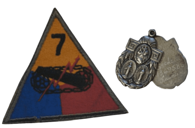 MEDAILLE RELIGIEUSE PVT ROCHETTE 7TH ARMORED DIVISION