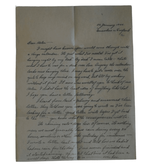 LETTRE S/SGT MASTERSON MILITARY POLICE ANGLETERRE 1944